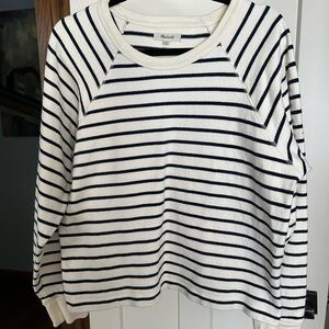 Madewell Navy and Cream Striped Rugby knit top